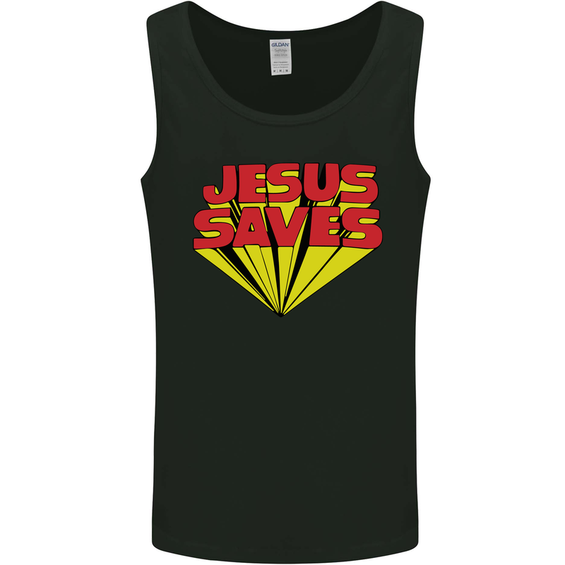 Jesus Saves Funny Christian Mens Vest Tank Top Black
