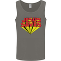 Jesus Saves Funny Christian Mens Vest Tank Top Charcoal