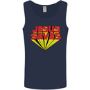 Jesus Saves Funny Christian Mens Vest Tank Top Navy Blue
