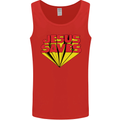 Jesus Saves Funny Christian Mens Vest Tank Top Red