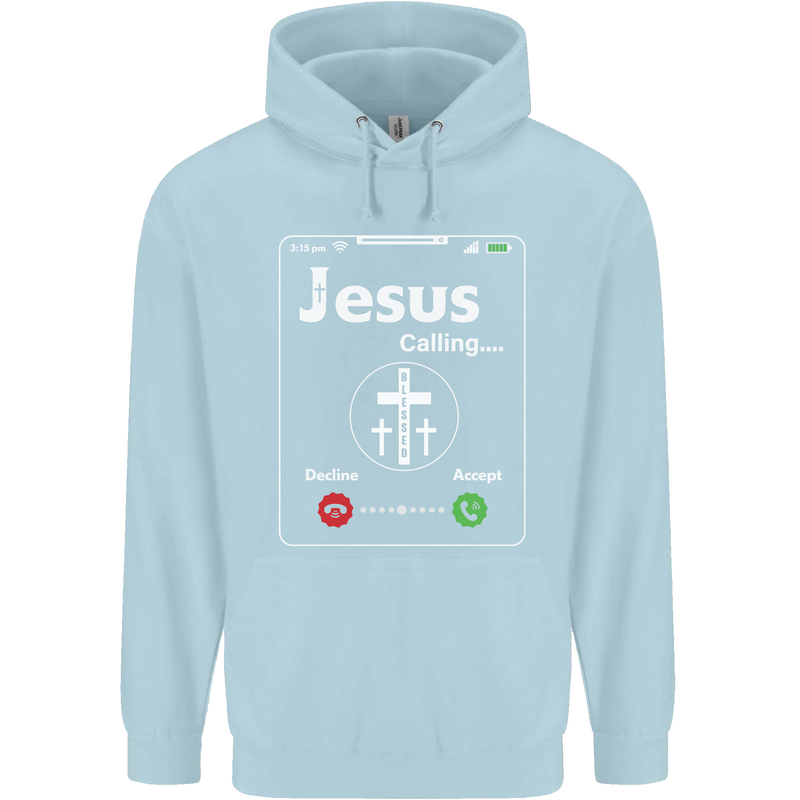 Jesus is Calling Christian Christianity Childrens Kids Hoodie Light Blue