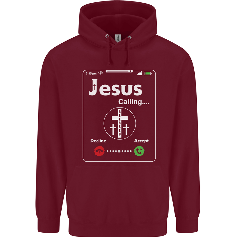 Jesus is Calling Christian Christianity Childrens Kids Hoodie Maroon