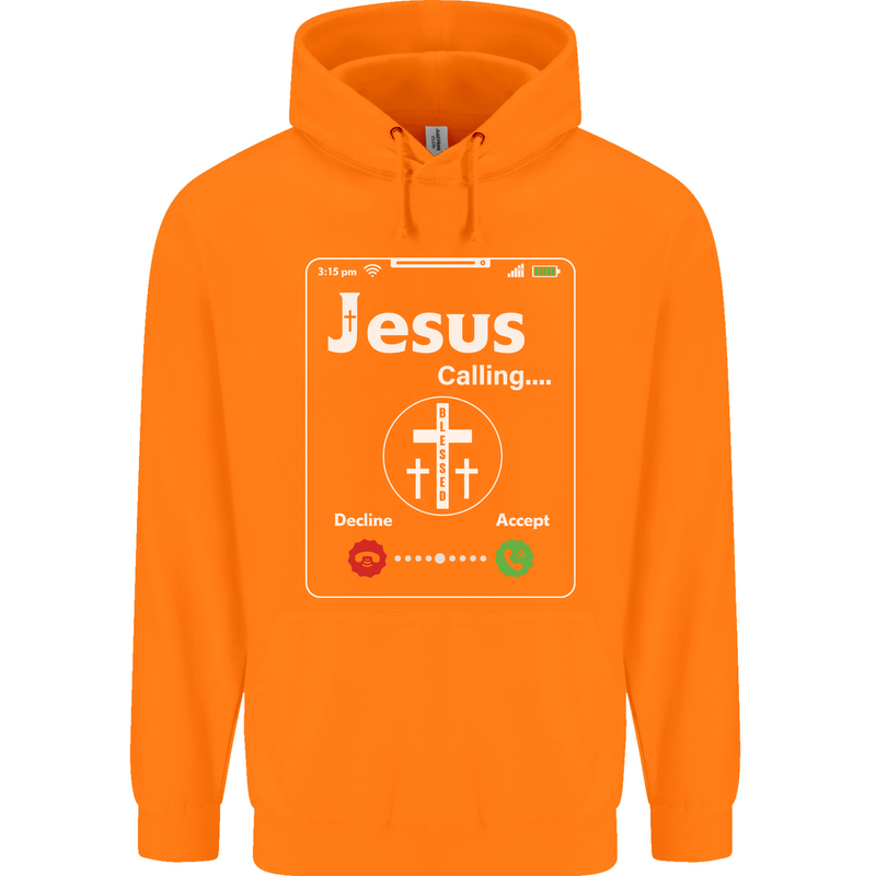 Jesus is Calling Christian Christianity Childrens Kids Hoodie Orange