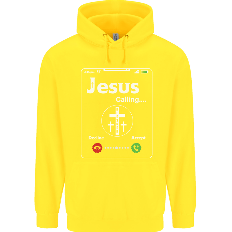 Jesus is Calling Christian Christianity Childrens Kids Hoodie Yellow