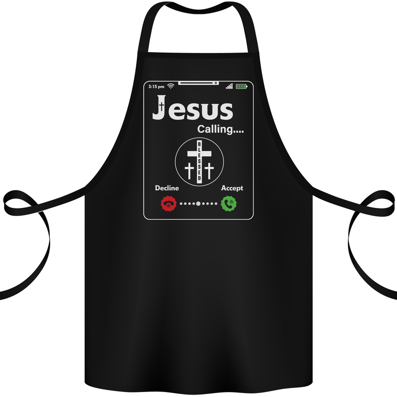 Jesus is Calling Christian Christianity Cotton Apron 100% Organic Black