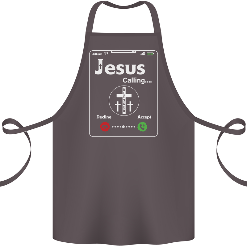 Jesus is Calling Christian Christianity Cotton Apron 100% Organic Dark Grey