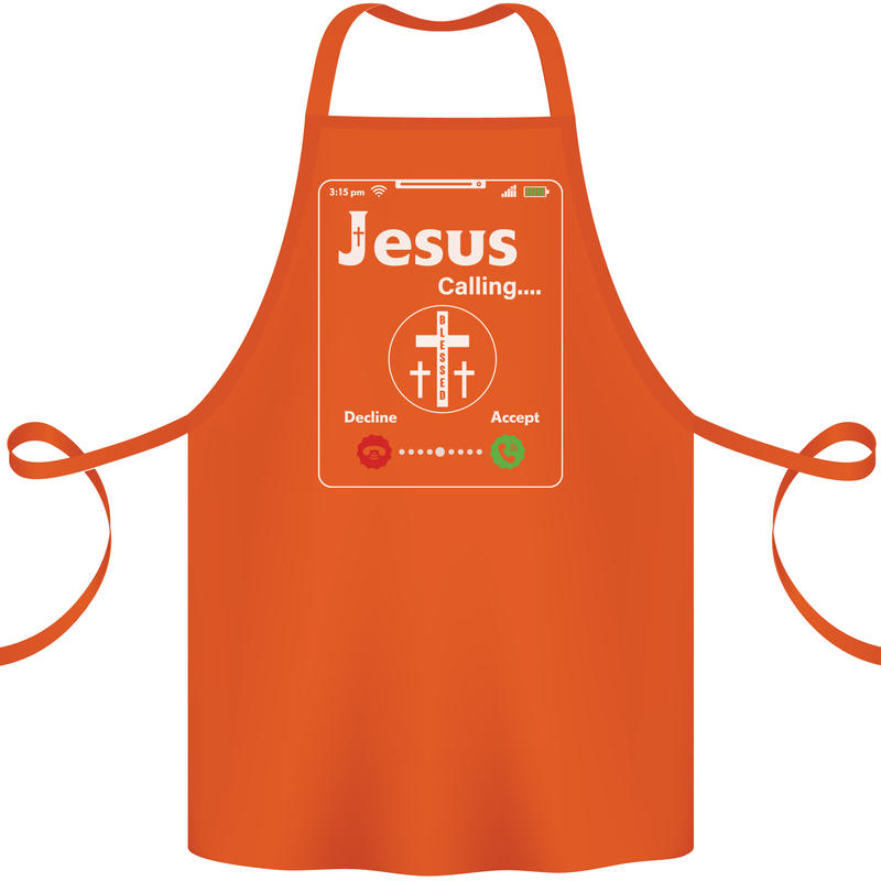 Jesus is Calling Christian Christianity Cotton Apron 100% Organic Orange