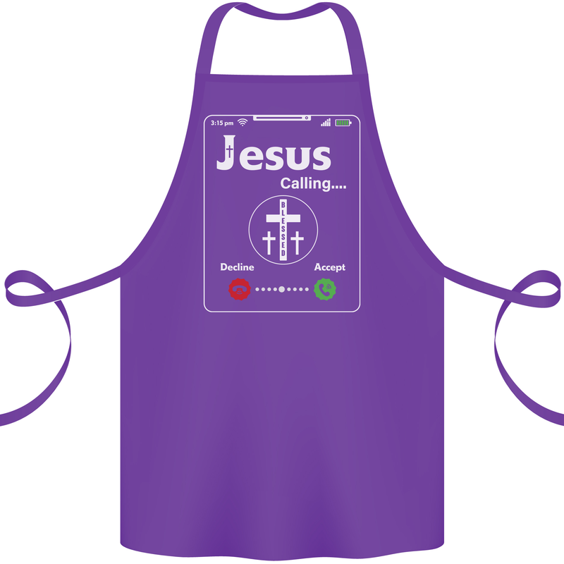 Jesus is Calling Christian Christianity Cotton Apron 100% Organic Purple