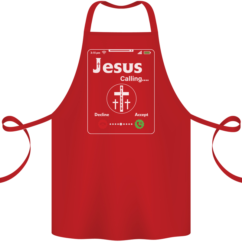 Jesus is Calling Christian Christianity Cotton Apron 100% Organic Red
