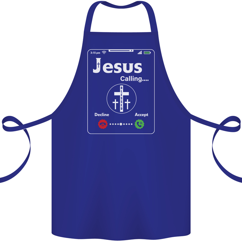 Jesus is Calling Christian Christianity Cotton Apron 100% Organic Royal Blue