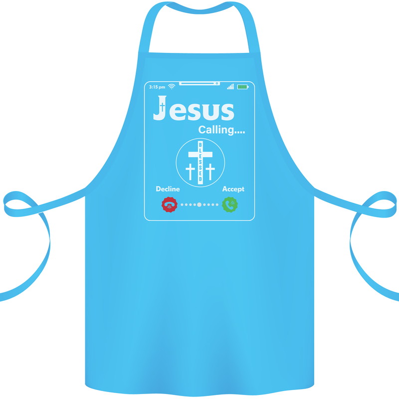 Jesus is Calling Christian Christianity Cotton Apron 100% Organic Turquoise