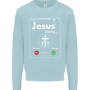 Jesus is Calling Christian Christianity Kids Sweatshirt Jumper Light Blue