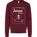 Jesus is Calling Christian Christianity Kids Sweatshirt Jumper Maroon