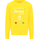 Jesus is Calling Christian Christianity Kids Sweatshirt Jumper Yellow