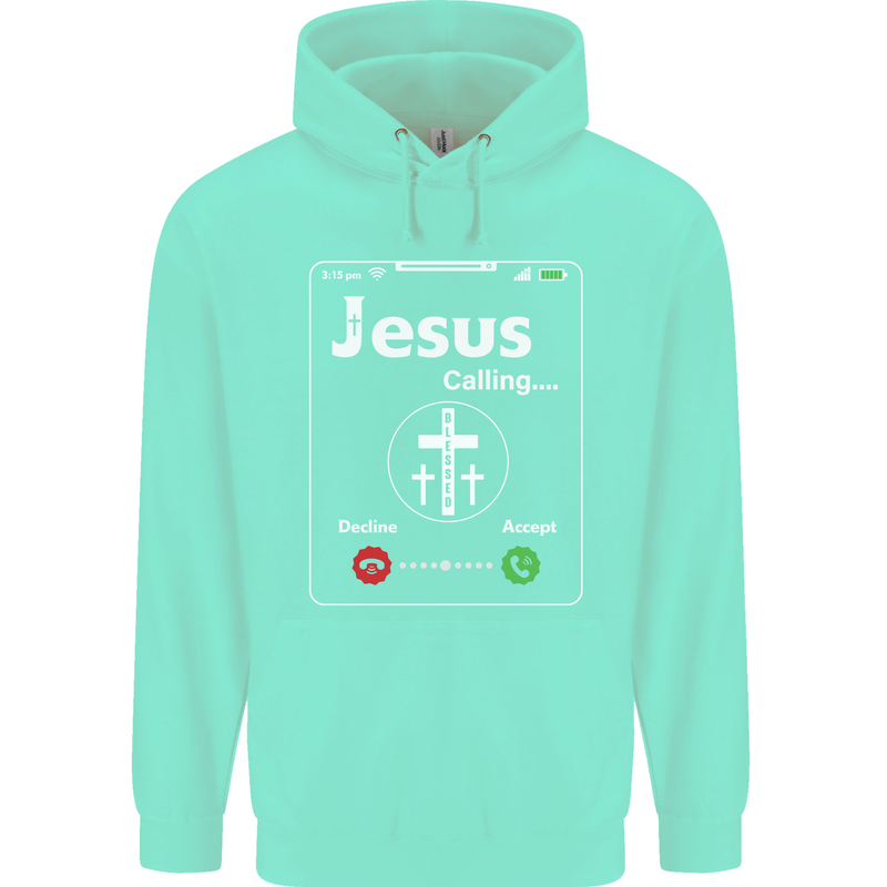 Jesus is Calling Christian Christianity Mens 80% Cotton Hoodie Peppermint