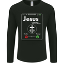 Jesus is Calling Christian Christianity Mens Long Sleeve T-Shirt Black