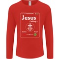 Jesus is Calling Christian Christianity Mens Long Sleeve T-Shirt Red