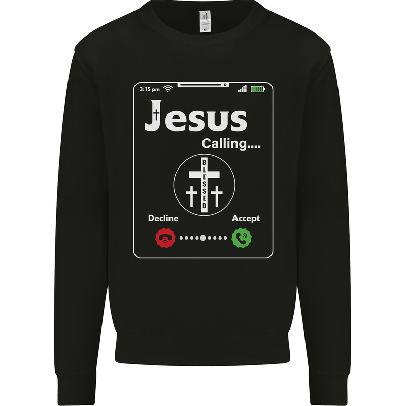 Jesus is Calling Christian Christianity Mens Sweatshirt Jumper Black