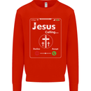 Jesus is Calling Christian Christianity Mens Sweatshirt Jumper Bright Red