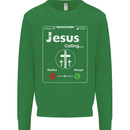 Jesus is Calling Christian Christianity Mens Sweatshirt Jumper Irish Green