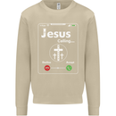 Jesus is Calling Christian Christianity Mens Sweatshirt Jumper Sand
