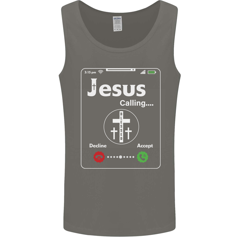 Jesus is Calling Christian Christianity Mens Vest Tank Top Charcoal