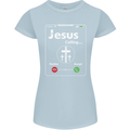 Jesus is Calling Christian Christianity Womens Petite Cut T-Shirt Light Blue