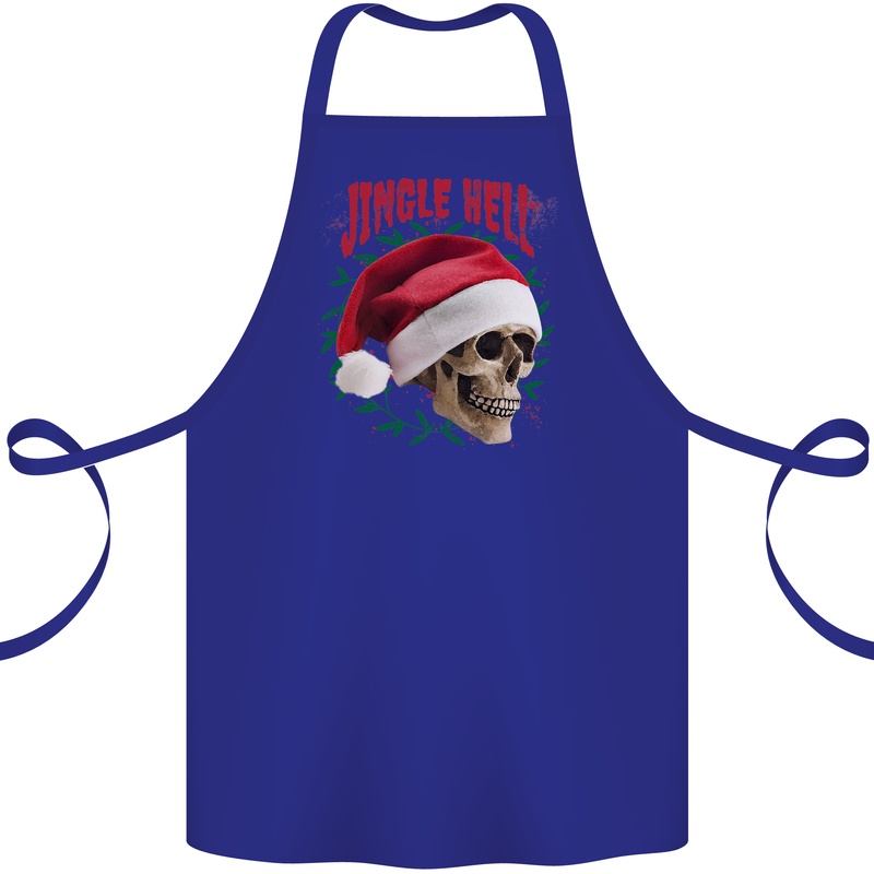 Jingle Hell Funny Christmas Skull Xmas Cotton Apron 100% Organic Royal Blue