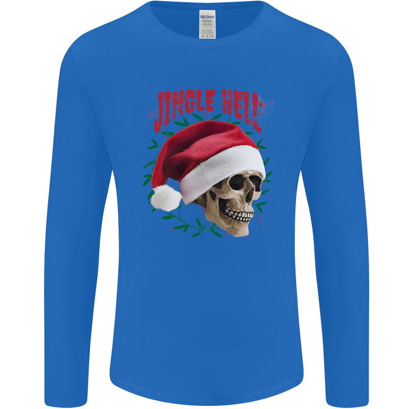 Jingle Hell Funny Christmas Skull Xmas Mens Long Sleeve T-Shirt Royal Blue