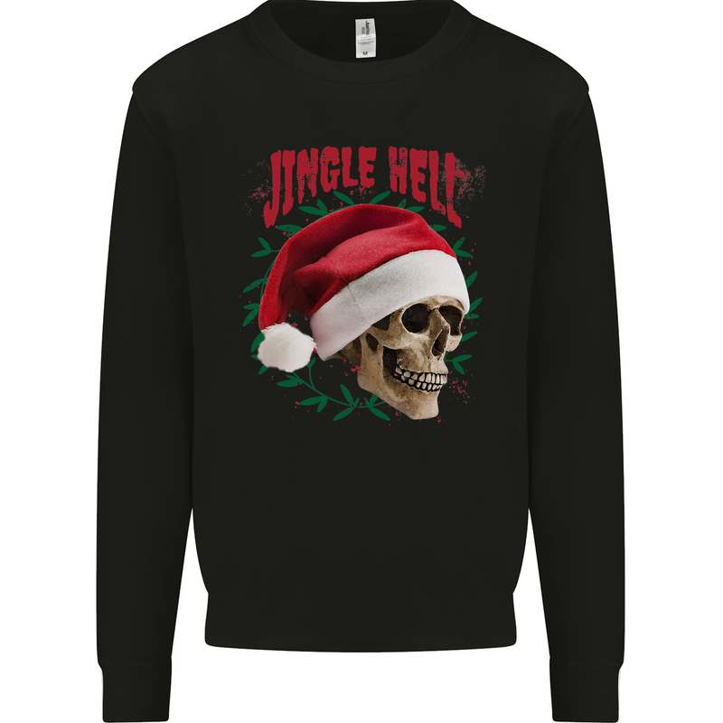 Jingle Hell Funny Christmas Skull Xmas Mens Sweatshirt Jumper Black