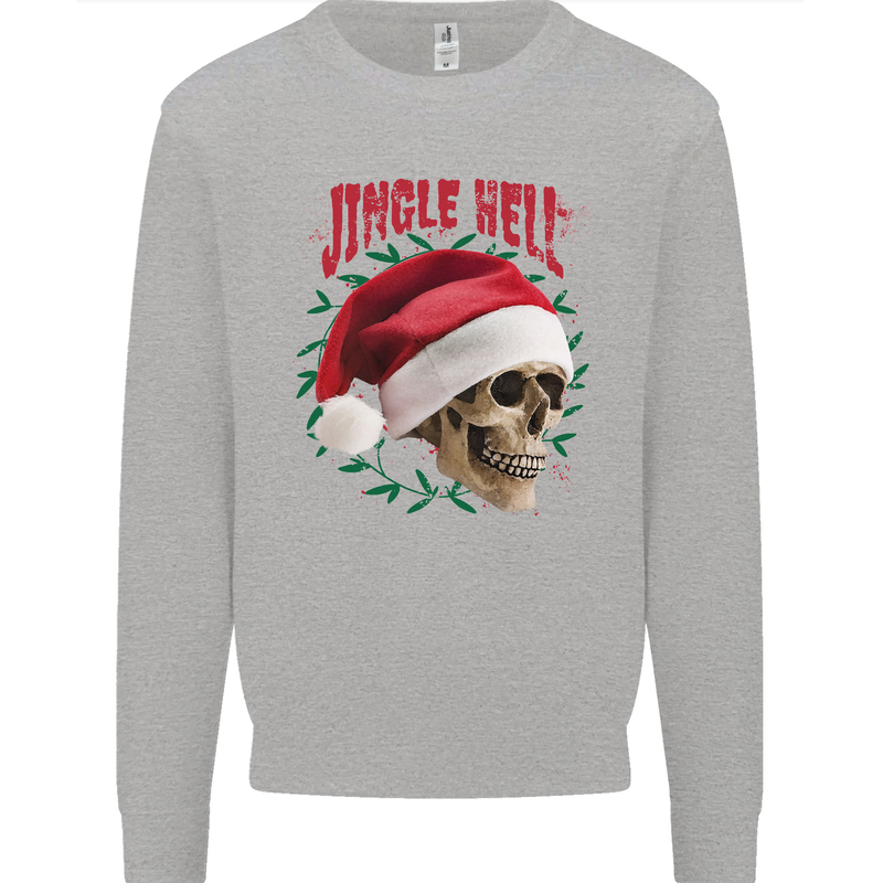 Jingle Hell Funny Christmas Skull Xmas Mens Sweatshirt Jumper Sports Grey