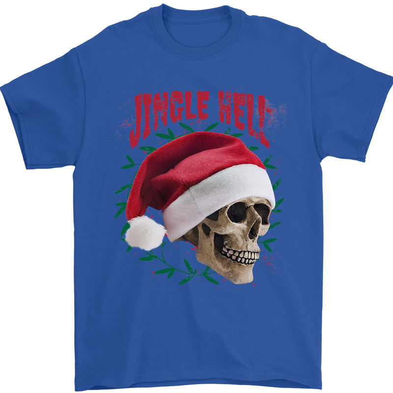 Jingle Hell Funny Christmas Skull Xmas Mens T-Shirt 100% Cotton Royal Blue