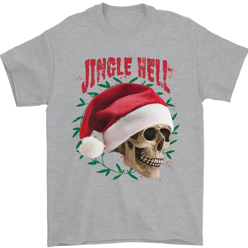 Jingle Hell Funny Christmas Skull Xmas Mens T-Shirt 100% Cotton Sports Grey
