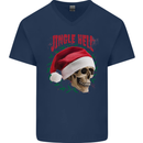 Jingle Hell Funny Christmas Skull Xmas Mens V-Neck Cotton T-Shirt Navy Blue