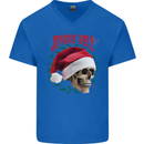 Jingle Hell Funny Christmas Skull Xmas Mens V-Neck Cotton T-Shirt Royal Blue