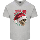 Jingle Hell Funny Christmas Skull Xmas Mens V-Neck Cotton T-Shirt Sports Grey