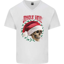 Jingle Hell Funny Christmas Skull Xmas Mens V-Neck Cotton T-Shirt White