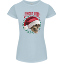 Jingle Hell Funny Christmas Skull Xmas Womens Petite Cut T-Shirt Light Blue