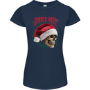 Jingle Hell Funny Christmas Skull Xmas Womens Petite Cut T-Shirt Navy Blue