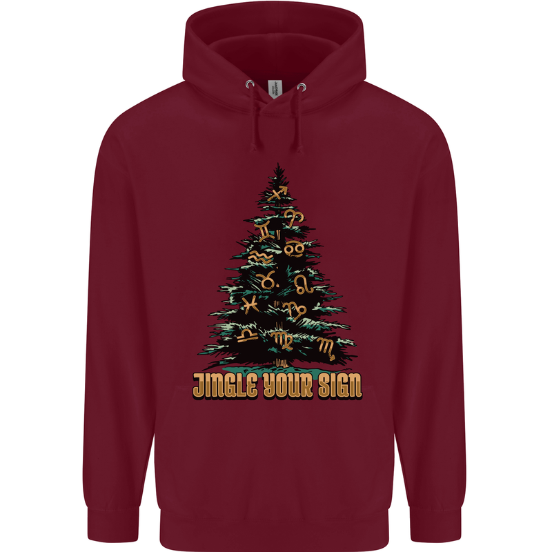 Jingle Your Star Sign Funny Christmas Xmas Childrens Kids Hoodie Maroon