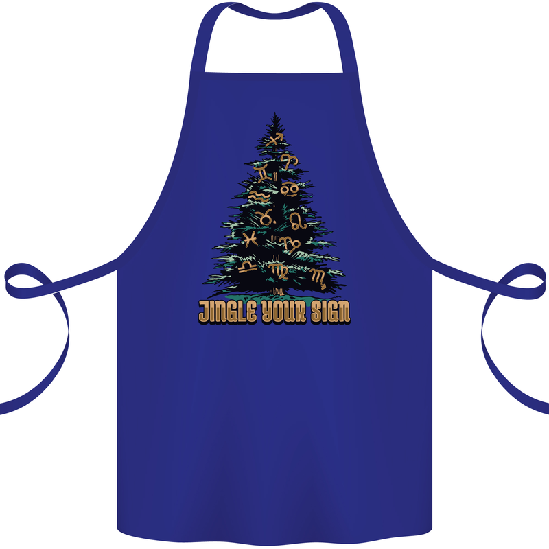 Jingle Your Star Sign Funny Christmas Xmas Cotton Apron 100% Organic Royal Blue