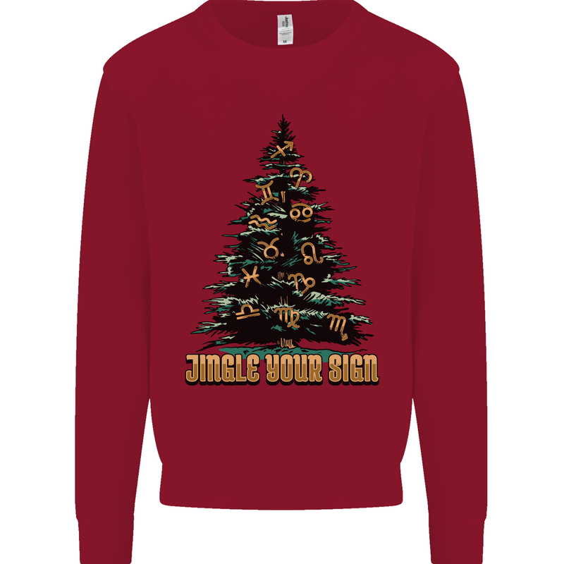 Jingle Your Star Sign Funny Christmas Xmas Kids Sweatshirt Jumper Red