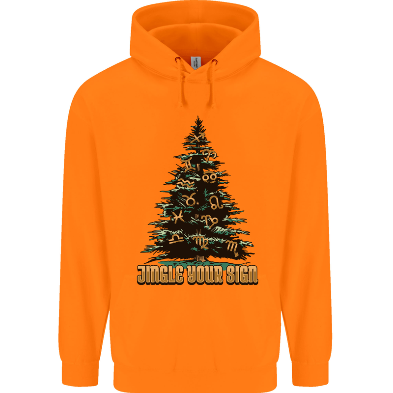 Jingle Your Star Sign Funny Christmas Xmas Mens 80% Cotton Hoodie Orange