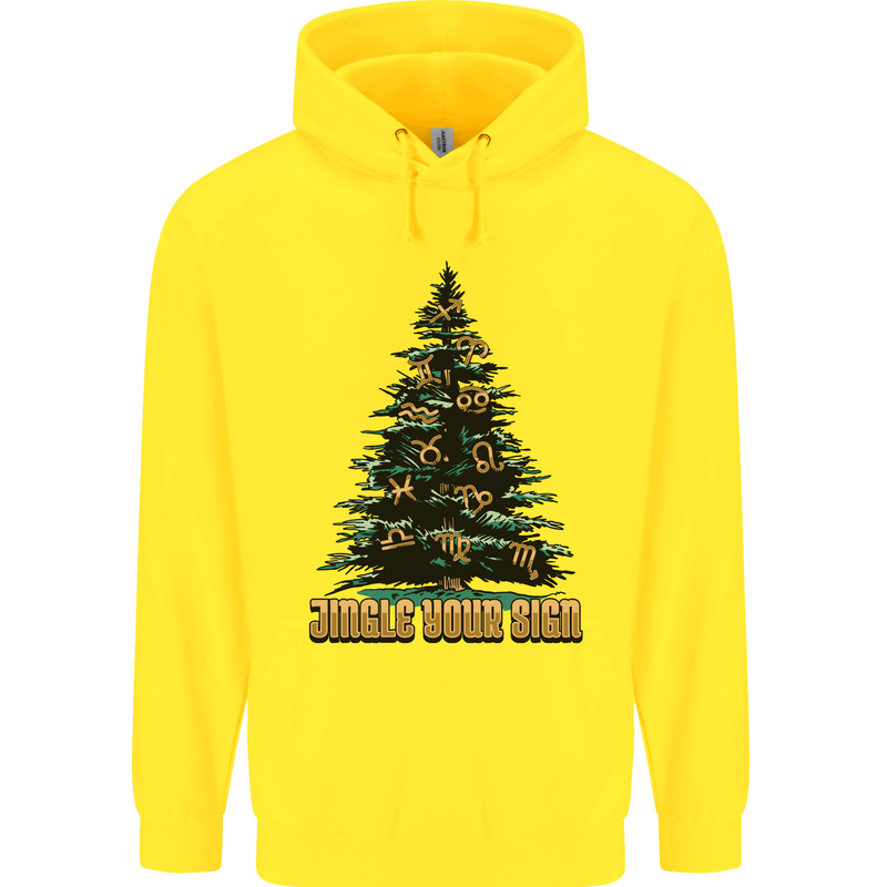 Jingle Your Star Sign Funny Christmas Xmas Mens 80% Cotton Hoodie Yellow