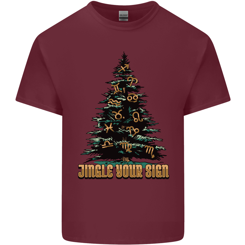 Jingle Your Star Sign Funny Christmas Xmas Mens Cotton T-Shirt Tee Top Maroon