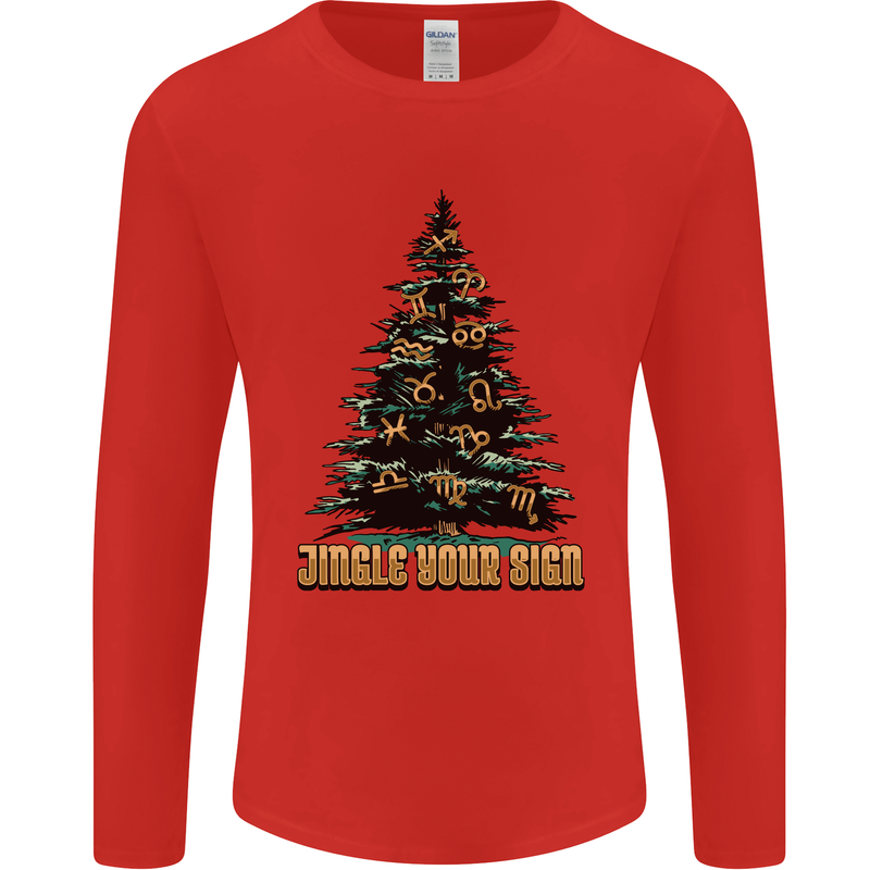 Jingle Your Star Sign Funny Christmas Xmas Mens Long Sleeve T-Shirt Red