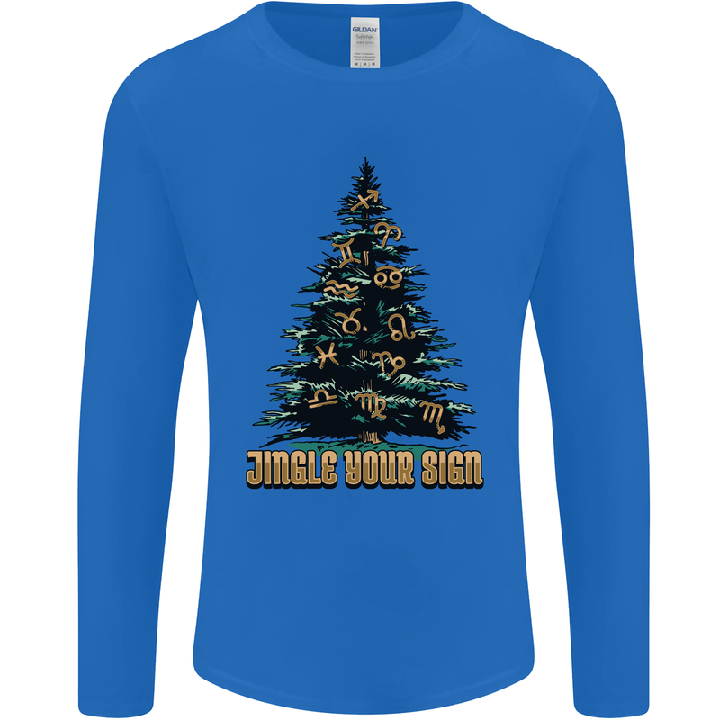 Jingle Your Star Sign Funny Christmas Xmas Mens Long Sleeve T-Shirt Royal Blue