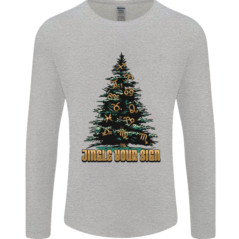 Jingle Your Star Sign Funny Christmas Xmas Mens Long Sleeve T-Shirt Sports Grey