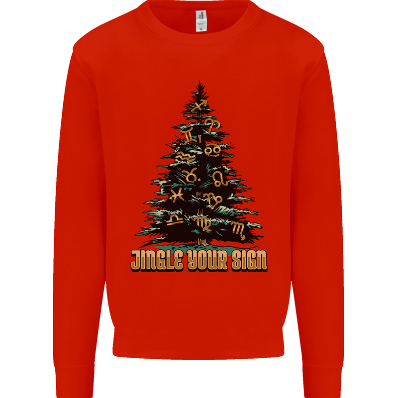 Jingle Your Star Sign Funny Christmas Xmas Mens Sweatshirt Jumper Bright Red