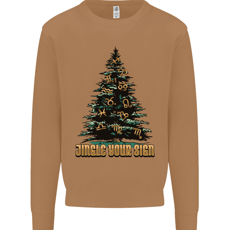 Jingle Your Star Sign Funny Christmas Xmas Mens Sweatshirt Jumper Caramel Latte